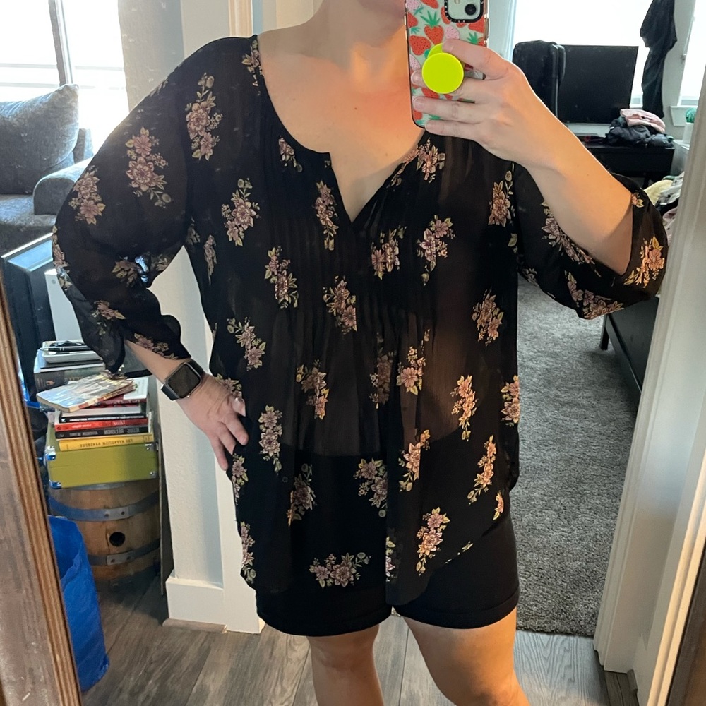 Black floral torrid blouse